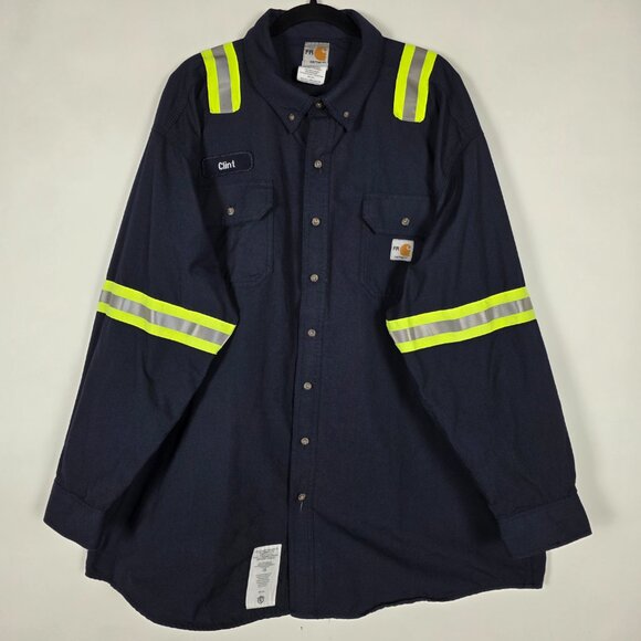 Carhartt Fire Resistant FR Workwear High Vis Mens 3XL Long Sleeve Button Shirt - Picture 1 of 6